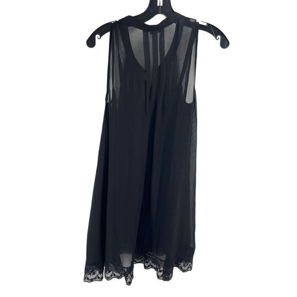 Staring at Stars Black Lace Pleated tunic dress sheer underlay adjustable straps - Picture 7 of 16